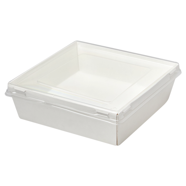 Коробка для десертов / салатов / суши, с плоской крышкой 130 х 130 х 50 мм, белая