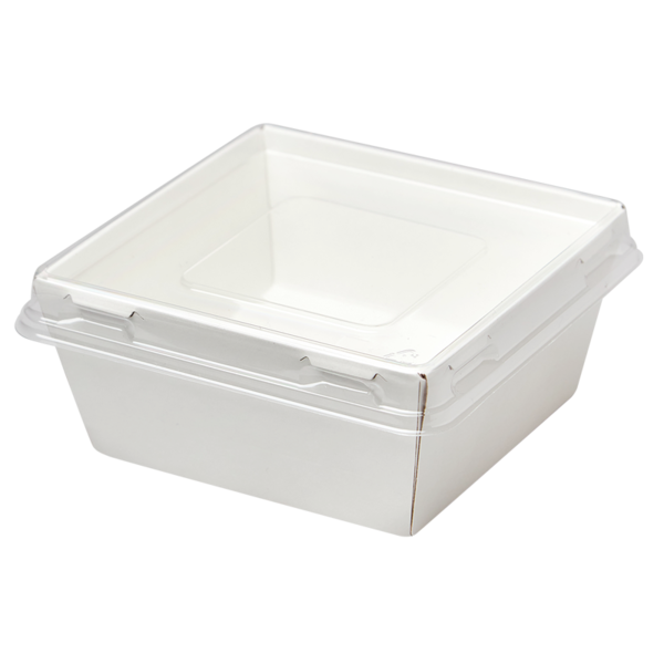 Коробка для десертов / салатов / суши, с плоской крышкой 85 х 85 х 50 мм, белая