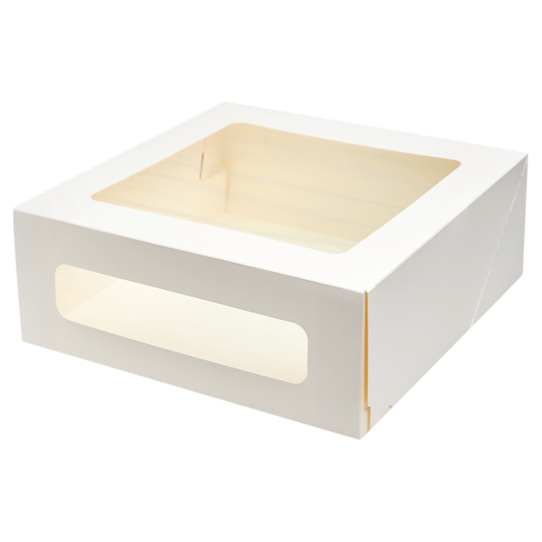 Коробка для торта картонная с окнами, 260 х 260 х 100 мм, forGenika