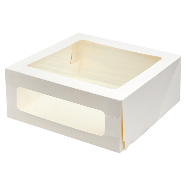 Коробка для торта картонная с окнами, 240 х 240 х 100 мм, forGenika
