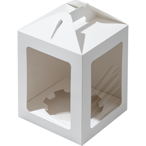 Коробка для кулича с окнами и ложементом, 180 x 180 x 220 мм , белая