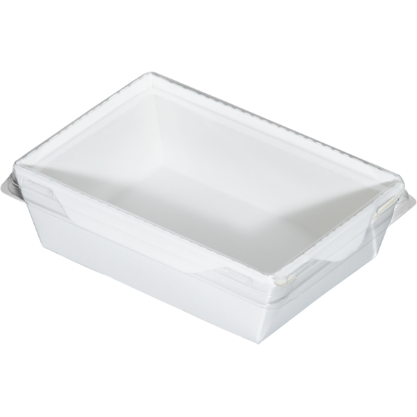 Коробка для салатов / десертов / суши с крышкой 400 мл, 145 x 145 x 63 мм, белая/белая
