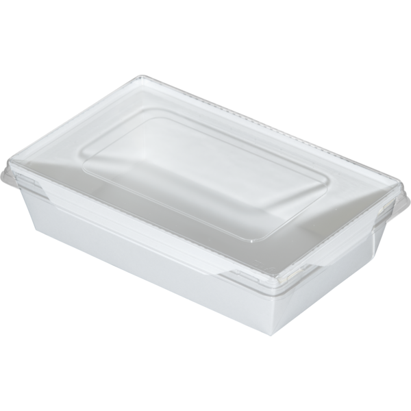 Коробка для салатов / десертов / суши с крышкой 800 мл, 186 x 106 x 55 мм, белая/белая