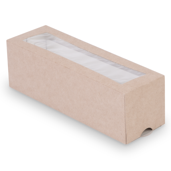 Коробка для Макарун и печенья Крафт 180 х 55 х 55 мм, c окном