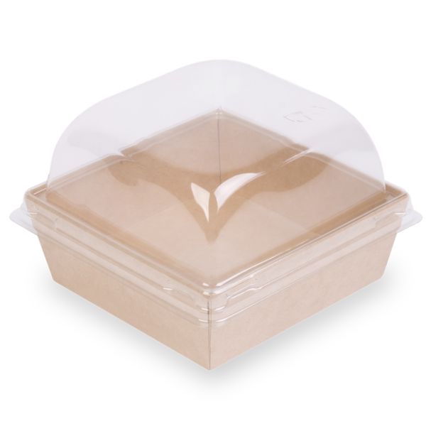 Коробка для десертов / бургеров / салатов / бенто, с купольной крышкой 112 х 112 х 95 мм, крафт