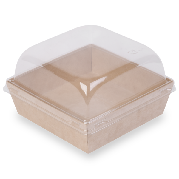 Коробка для десертов / бургеров / салатов / бенто, с купольной крышкой 130 х 130 х 85 мм, крафт