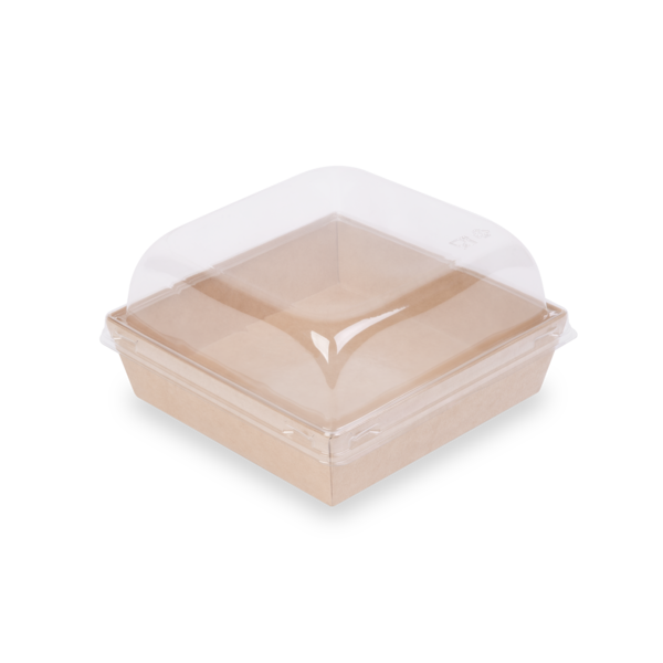 Коробка для десертов / бургеров / салатов / бенто, с купольной крышкой 145 х 145 х 85 мм, крафт