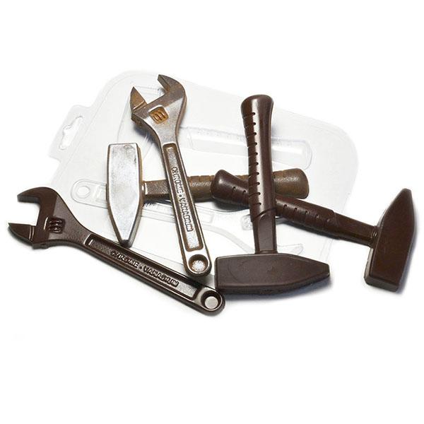 Форма для шоколада Ключ и молоток, размер ячейки: 75 x 140 x 10 мм