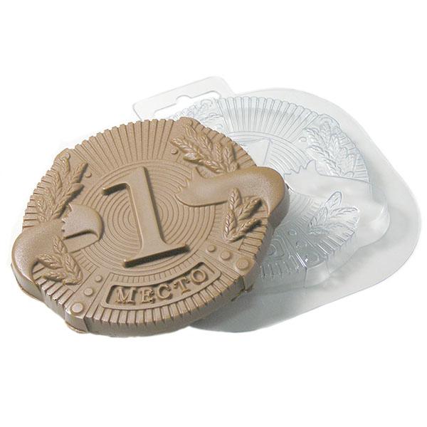 Форма для шоколада Медаль 1 МЕСТО, размер ячейки: 110 x 100 x 10 мм