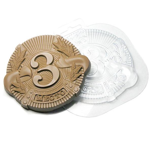 Форма для шоколада Медаль 3 МЕСТО, размер ячейки: 100 x 105 x 10 мм