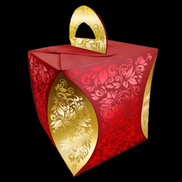 Коробка для кулича Узор хохломы красный, диаметр 90 мм
