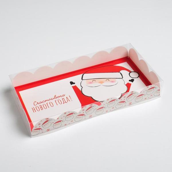 Коробка для десертов с прозрачной крышкой Счастливого Нового года!, 10.5 × 21 × 3 см