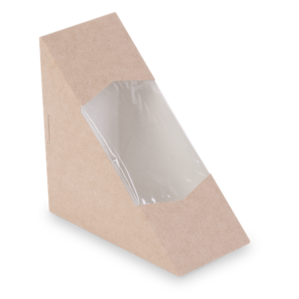 Коробка для сэндвичей с окном крафт 13 х 13 х 7 см