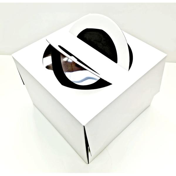 Коробка для торта (гофрокартон) с ручкой, 260 x 260 x 200 мм, белая