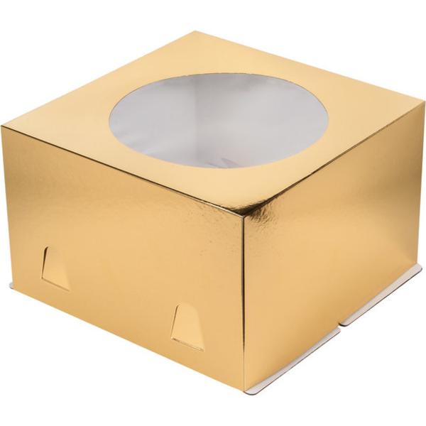 Коробка для торта с окошком, 300 x 300 x 190, золотая