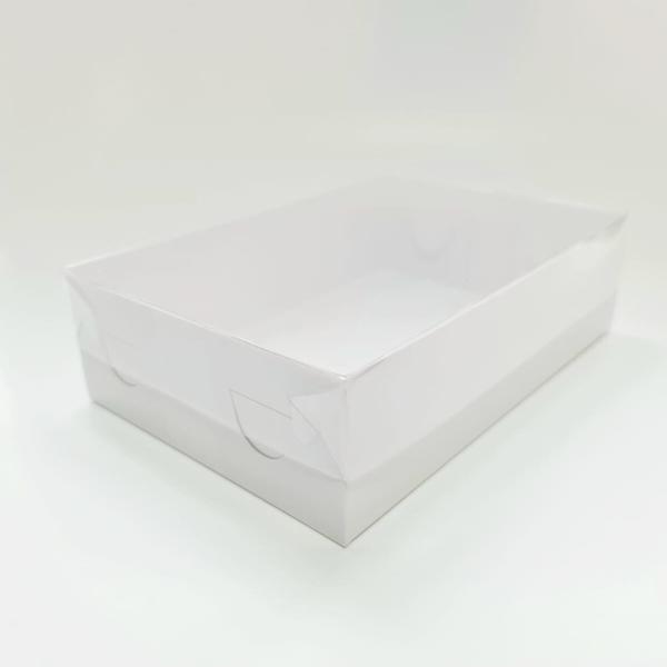 Коробка для кондитерскиx  изделий с прозрачной крышкой, 220 x 150 x 60, белая