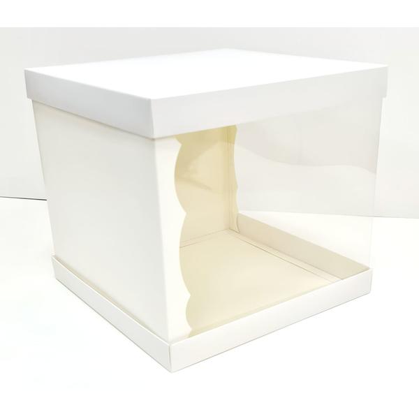 Коробка для торта прозрачная, 300x300x240, белая