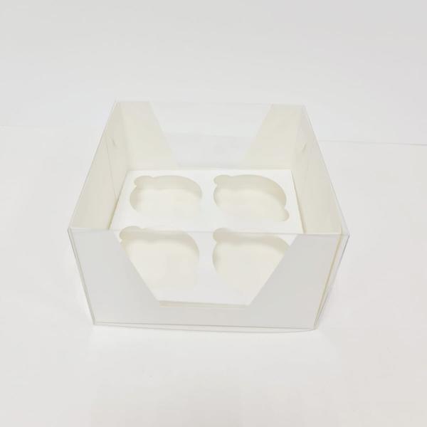 Коробка для капкейков на 4 шт. прозрачная, 160 x 160 x 95, белый