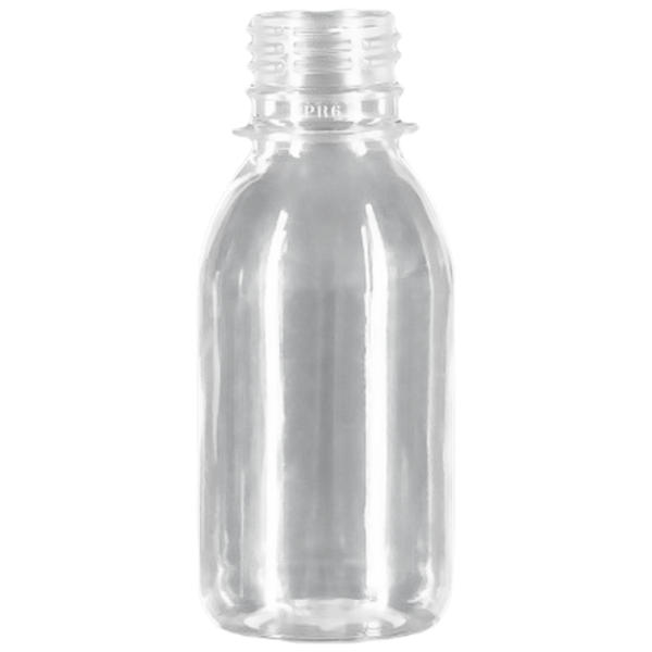Бутылка для напитков 100 мл, СКРУГЛЕННАЯ прозрачная горло 28 мм