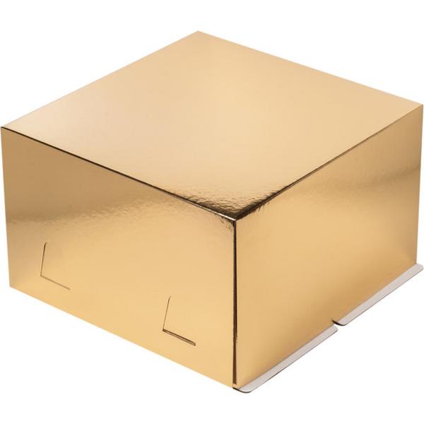 Коробка для торта картонная, 280 x 280 x 180 мм, золотая, BAKER STORE