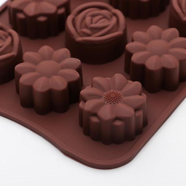 Силиконовая форма для шоколада 22 х 11 см, цветочное ассорти