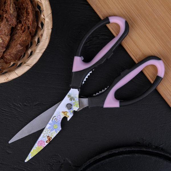 Ножницы кухонные с антиналипающим покрытием 22 х 8,5 см, Цветение