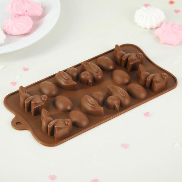 Форма для шоколада Животные 14 ячеек, 22 х 10,2 х 1,4 см