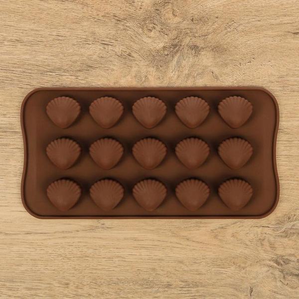 Силиконовая форма для шоколада 21 х 11 см, ракушки