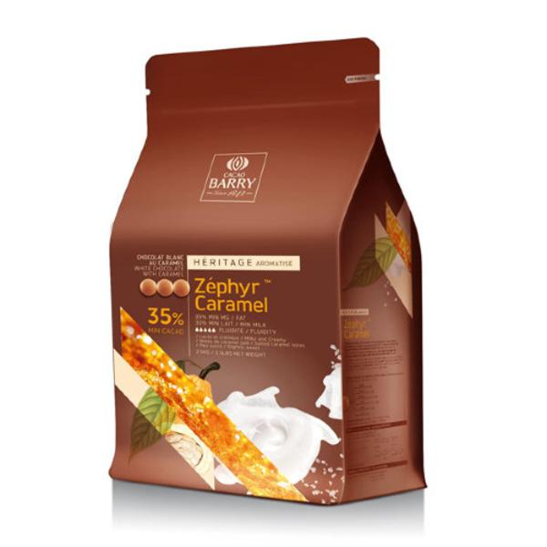 Шоколад белый с карамелью Zephyr Caramel (35% какао) Cacao Barry 2,5кг
